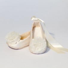Ivory Satin Puff Toe Ballet Slipper 